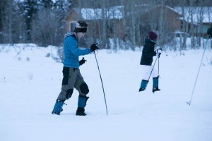 A newbie on cross country skis, Brendan is looking good.