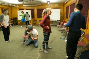 Learning communication skills playing "Blind Dodgeball."