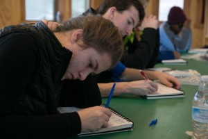 Shay works on her "Event Map."