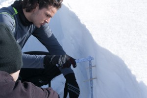 After locating the different layers, Josh measures the thickness of each one.