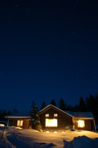 Dining Lodge at night.