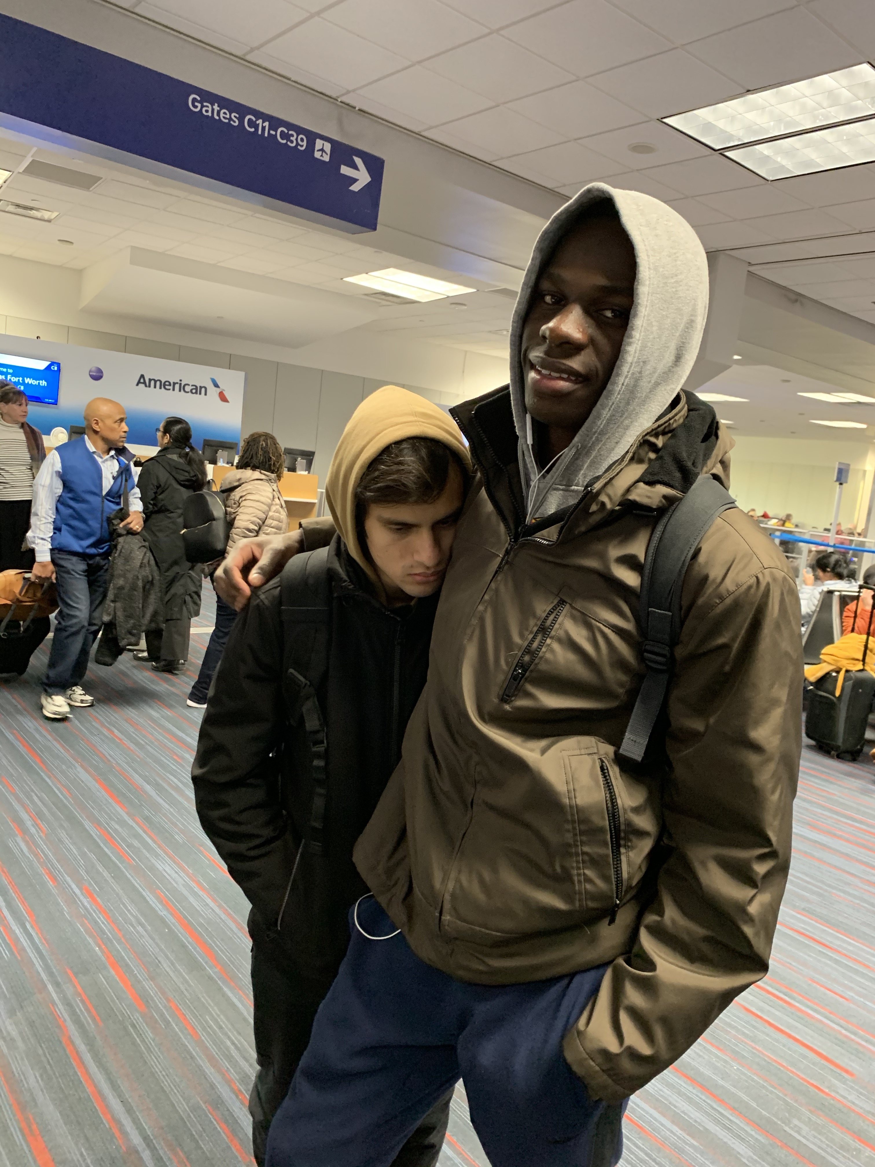 We had a VERY early morning.  We needed a little help from friends to get us through the airport!