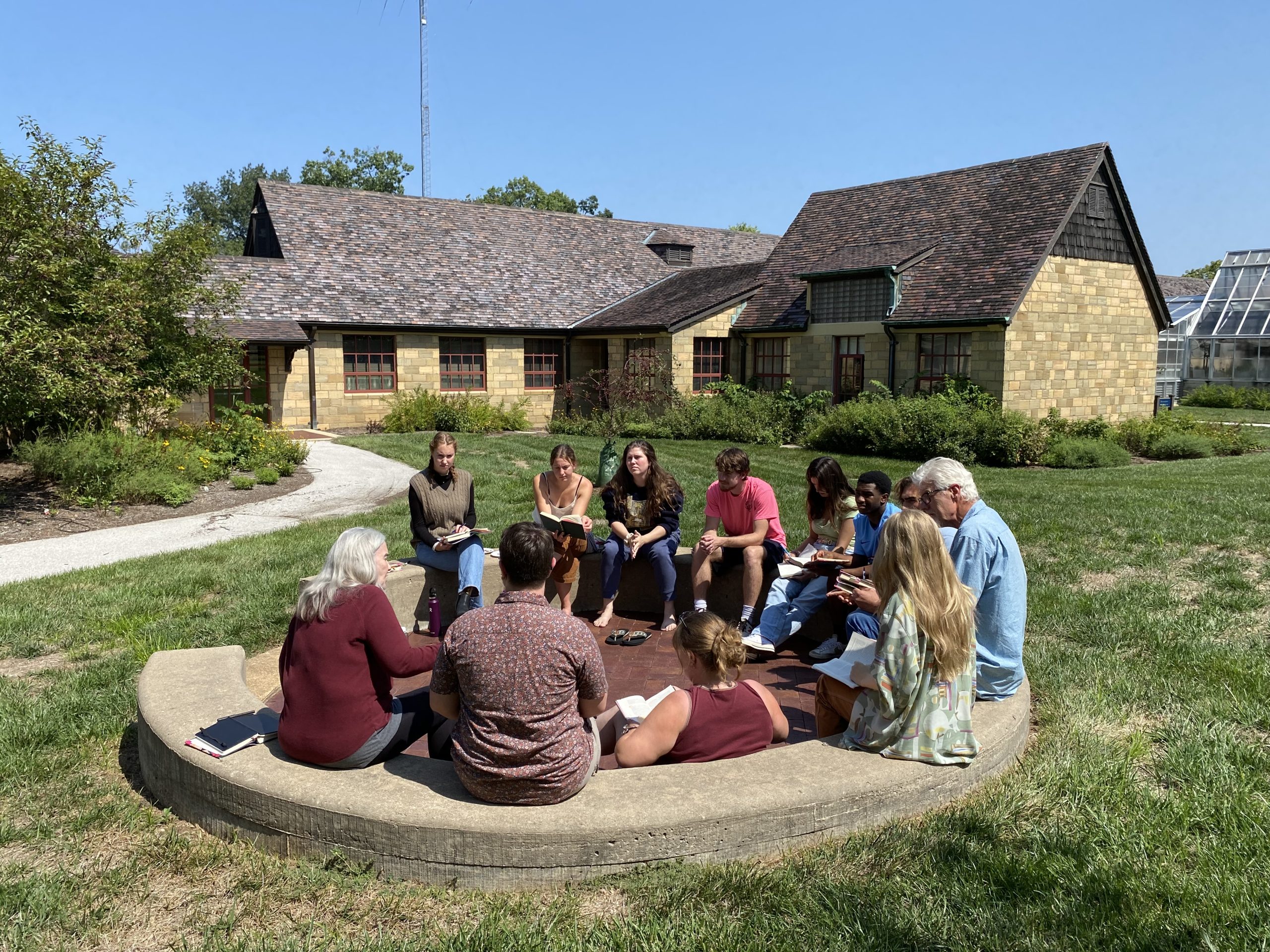 Class discussion outside the Science Center